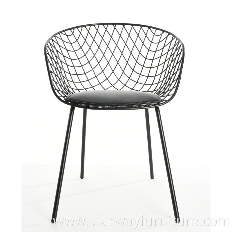 Metal dinning arm chair with leather cushion and restaurant dining chair wholesale